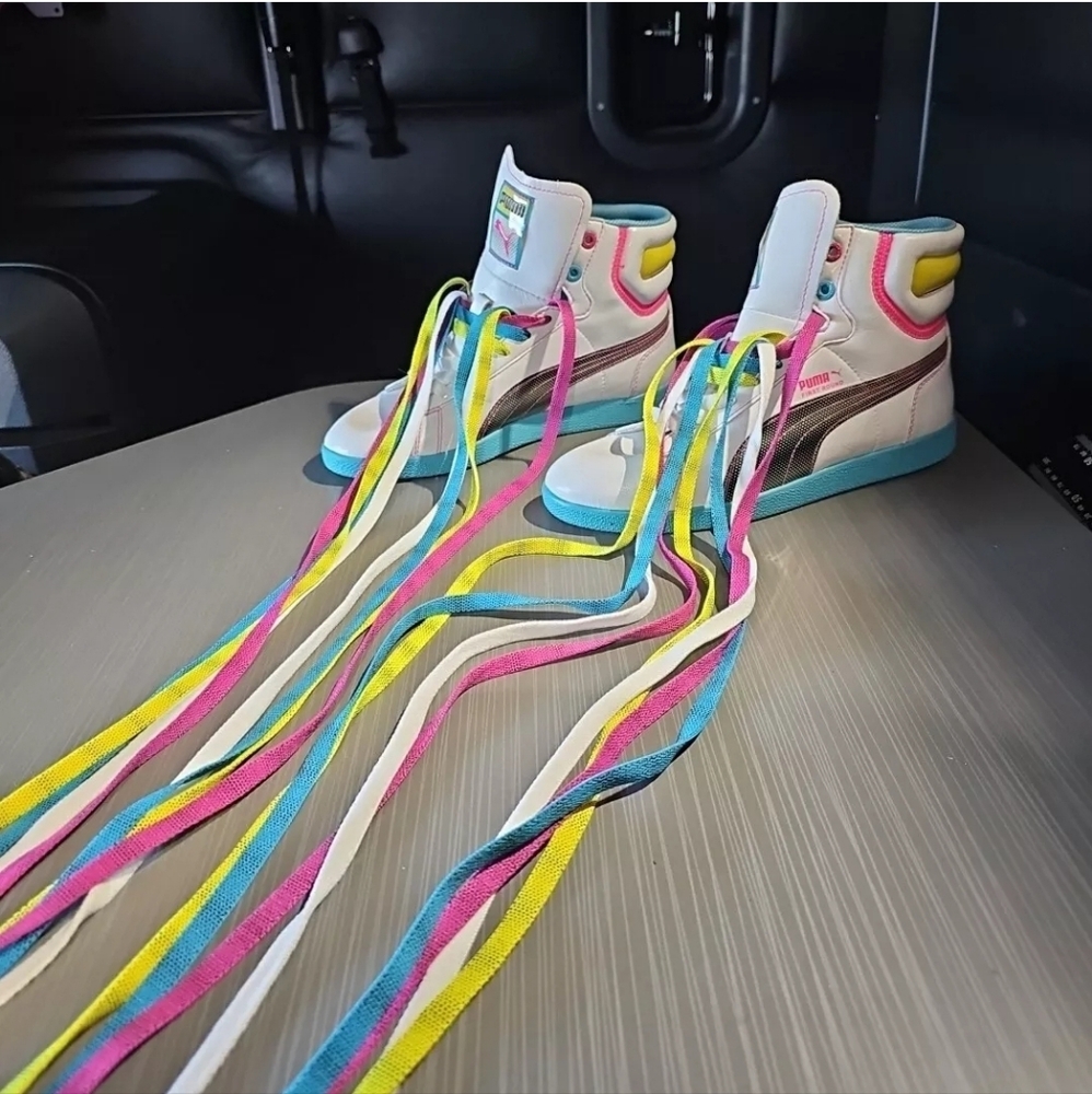 Puma First Round Flipper Cray High-Top Sneaker Women's 7.5 White Multicolor NWOT